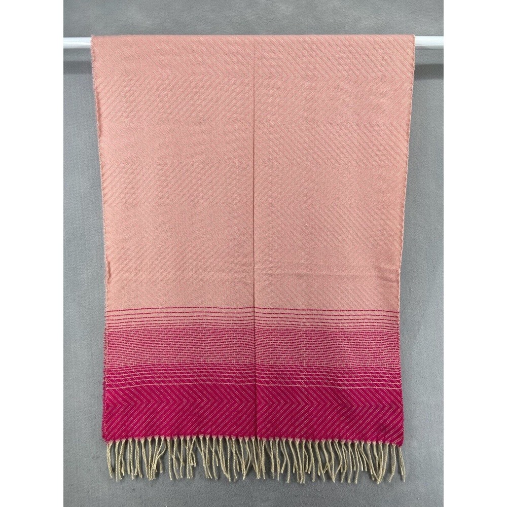 NWT Top It Off Scarf Womens One Size Pink Stripe Chevron Zigzag Ombre Fringe 68”